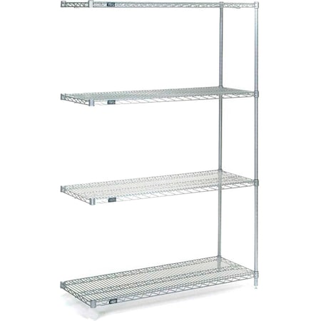 Stainless Steel, 5 Tier, Wire Shelving Add-On Unit, 42W X 21D X 86H